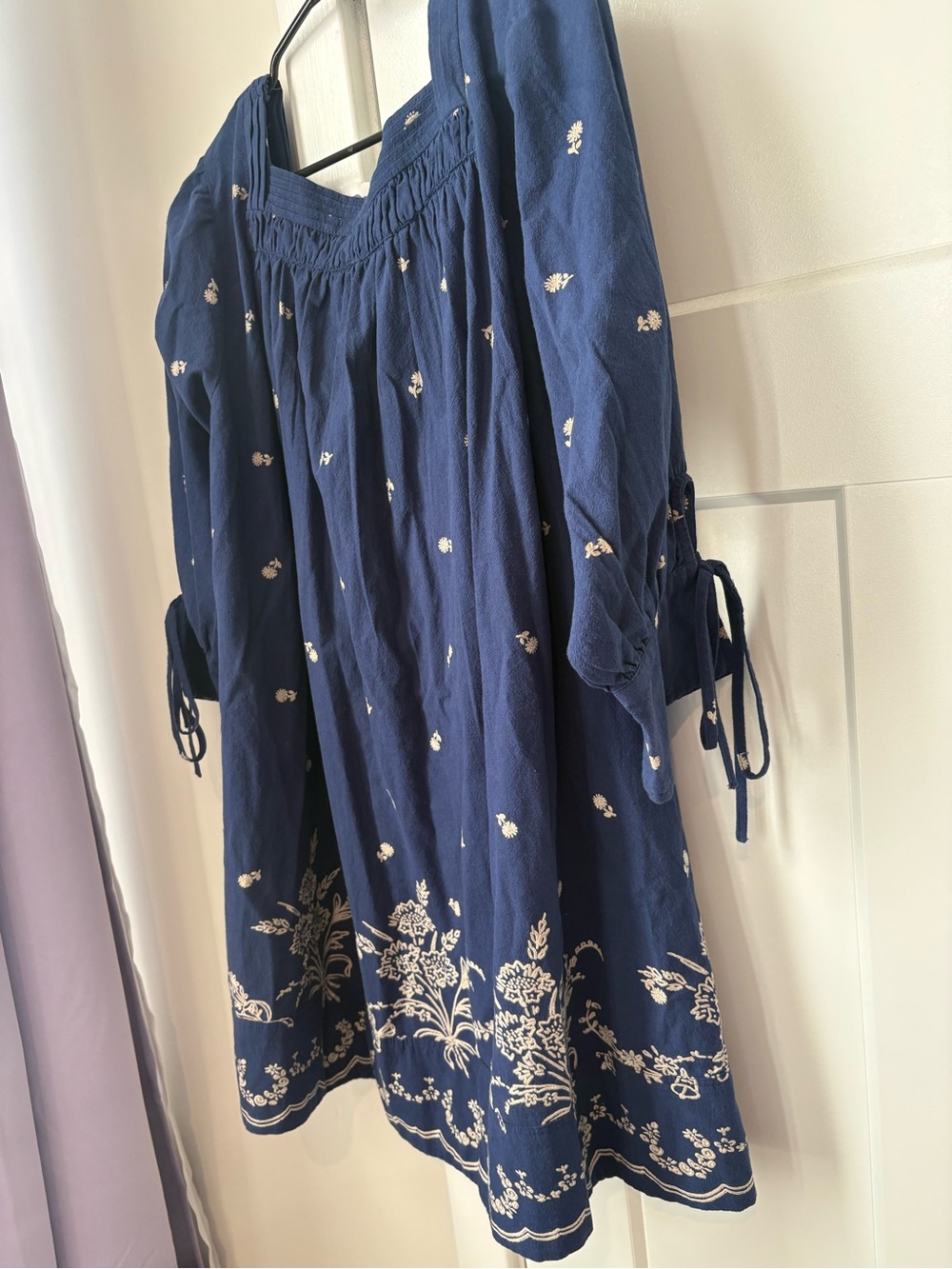 Free People Sonora Printed Mini Dress Navy Blue Medium - Picture 12 of 16